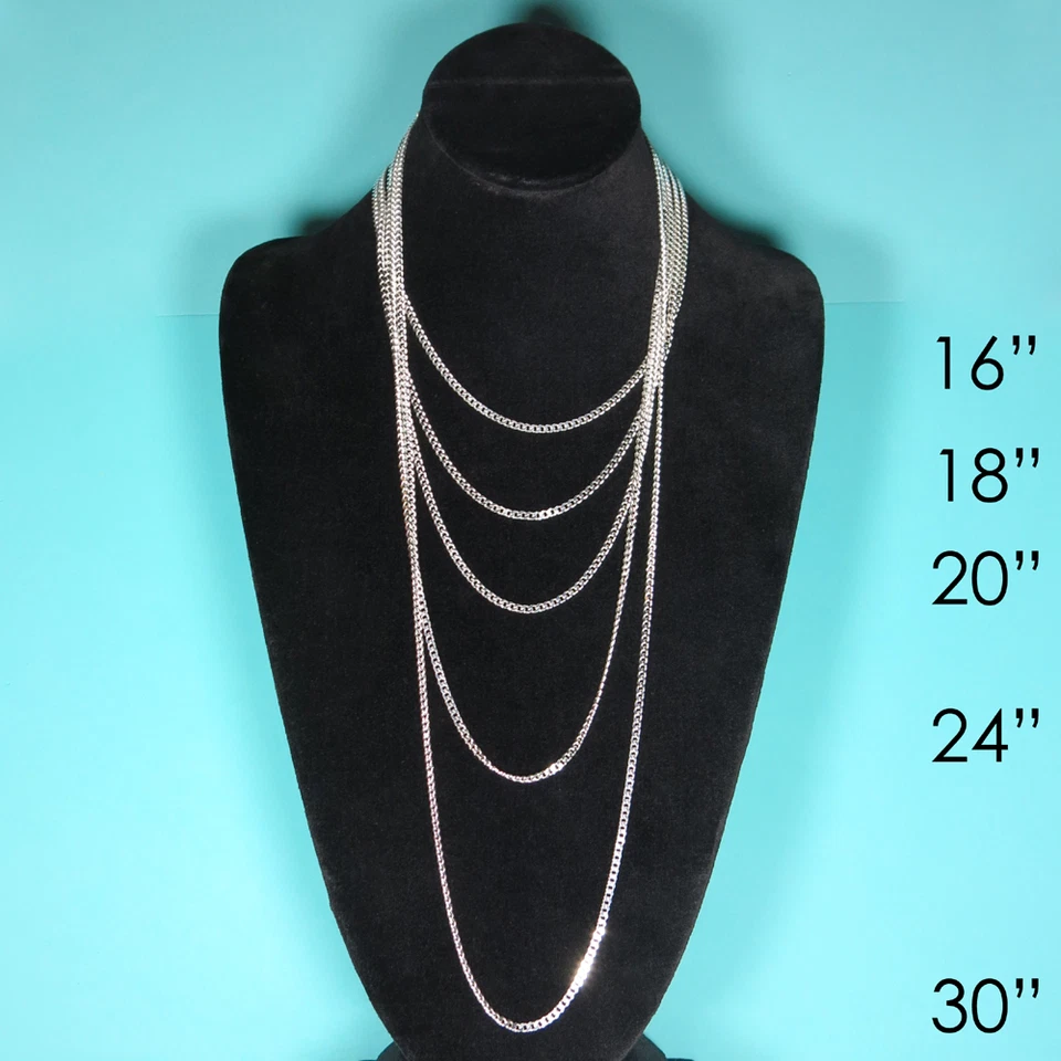 925 Sterling Silver Curb Cuban Mens Womens Chain Necklace .925 Italy All Sizes - Image 2 of 2