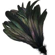Rooster Feather LUORNG 40PCS 25-30cm / 10-12inch Black Natural Rooster Tail 