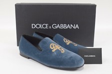 Dolce&Gabbana NWB Loafers / Slippers Size 43 10 US Blue Velvet W/ Gold DG Logo 