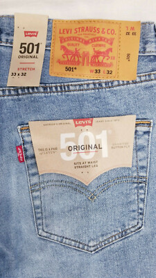 Levis 501 Original Fit Stretch Men's Jeans 33x32 Distressed W33L32