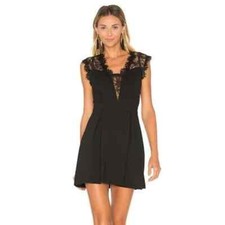 BCBGeneration Lace Insert Skater Black Dress Sexy Mini New