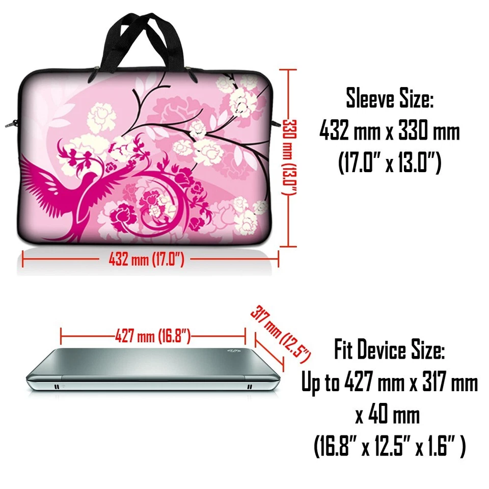 Funda de transporte para portátil de 17 pulgadas con correa para el hombro Macbook Acer Asus Bird Foto 2 de 3