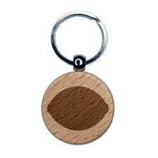 Lemon Fruit Solid Engraved Wood Round Keychain Tag Charm