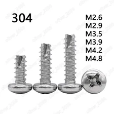 304 Stainless Steel Phillips Pan Head Self Tapping Screws Scrape Point M2.6-M4.8