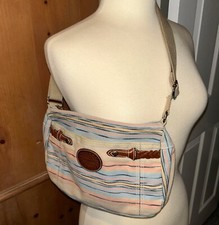 Vtg NEW Lizwear Liz Claiborne Canvas Leather Southwestern Crossbody Bag Purse