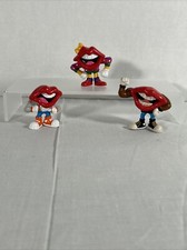 Lot of 3 Vintage 1980s Applause General Foods Tang Lips PVC Toy Figures