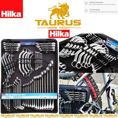 #ad 50Pc HILKA HD Spanner Set Metric DIY Combination Stubby Ring Open End S Type UK GBP 116.95