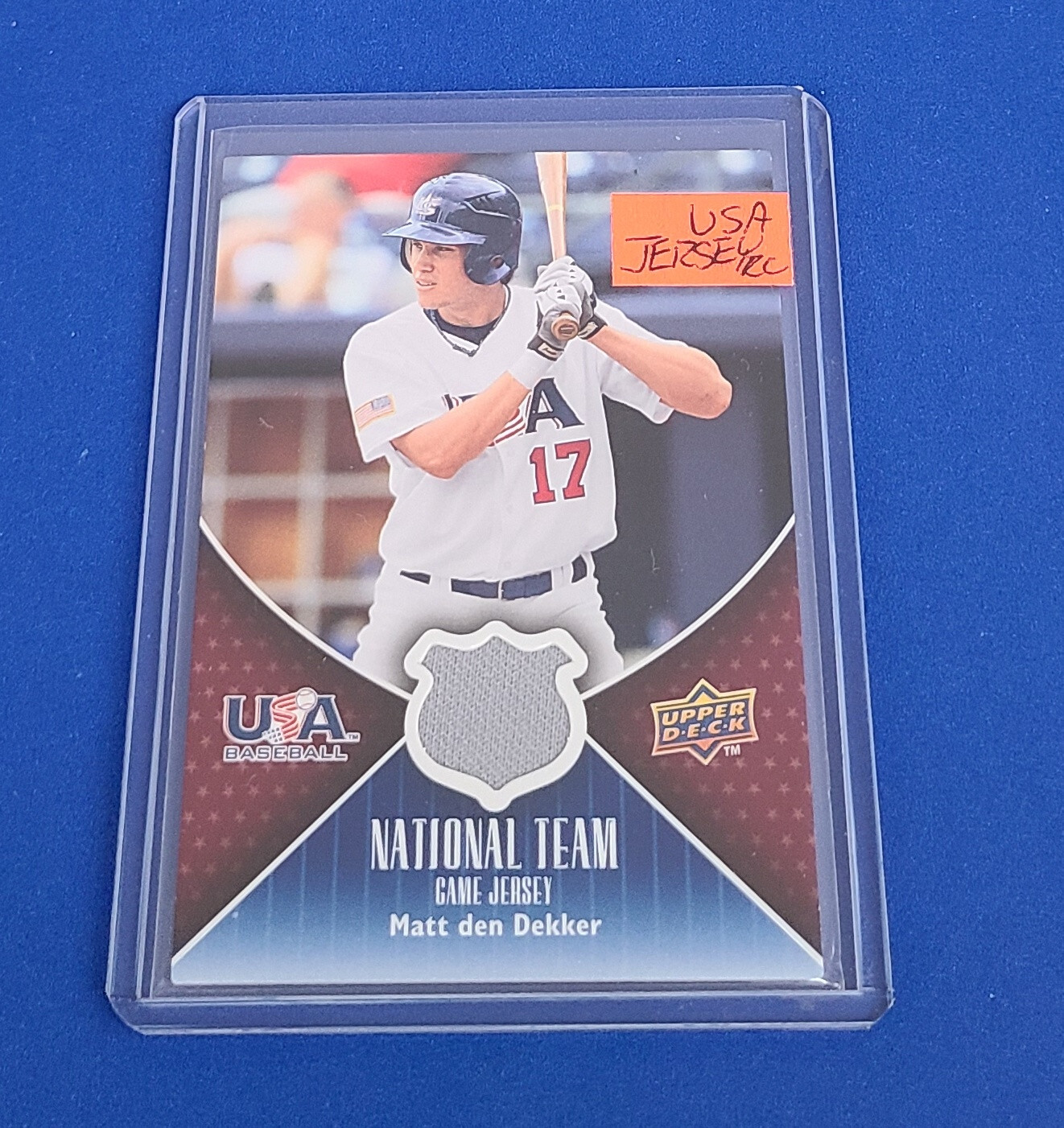 2009 Upper Deck BASEBALL USA NATIONAL TEAM GAME JERSEY MATT DEN DEKKER USA-MD V