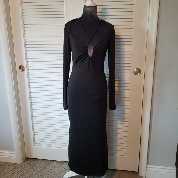 jason wu black maxi dress Jason Wu Sexy Low Cut back & Crisscross Front Bodycon Little Black Dress Size L