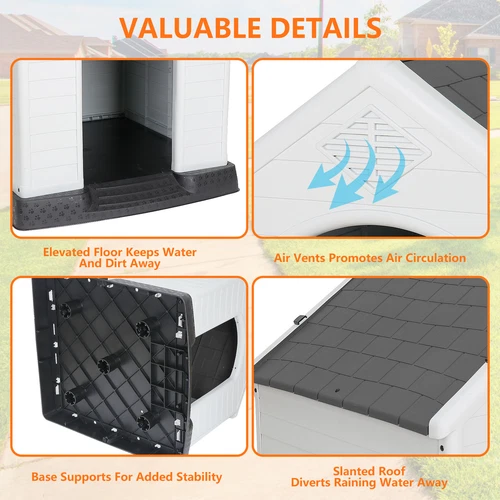 28 Zoll/32 Zoll H Outdoor Hundehaus wetterfest Tierheim Hundeheuche 4 Farben - Bild 13 von 73