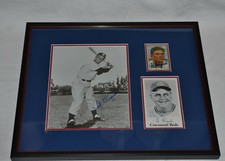 Ted Kluszewski Triple Autograph Framed 8x10 1951 Bowman Card & Reds Coach Photo