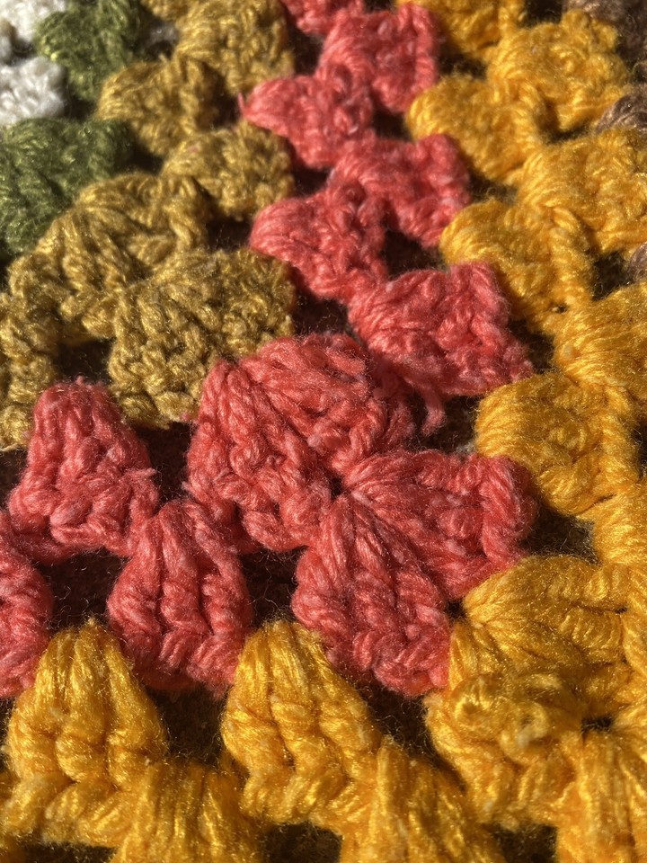 Vintage 1920s Afghan Throw Lap Blanket 50x50” Large Square Crocheted