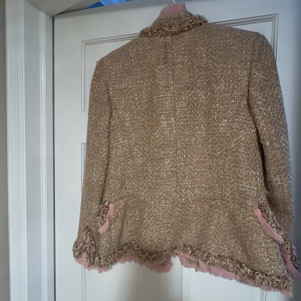 Chaqueta Dana Buchman Beige, Naranja y Rosa, Talla 8 En Excelente Estado Foto 4 de 4