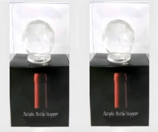 2-Pack Acrylic Wine Bottle Stoppers - Crystal Clear with Airtight Silicone Seal