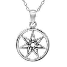 Fairy Star Pendant Necklace - Sterling Silver Septagram Faery 7 Point Star - 18"