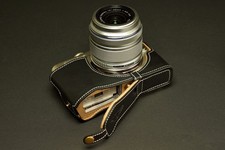 Genuine real Leather Half Camera Case bag for Olympus E-PL6 E-PL5 Bottom Open B