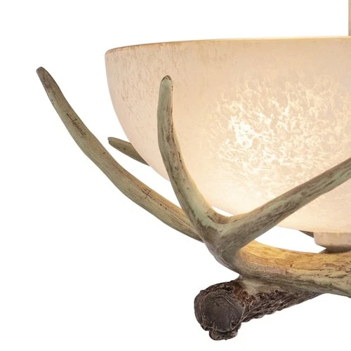 VAXCEL CF33012NS Lodge 12-in W Cream Rustic Antler Bowl Semi Flush Mount - Picture 6 of 9