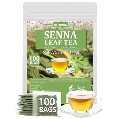 Premium 100 Senna Tea Bags, Made with 100% Natural 100 Count (Pack of 1)