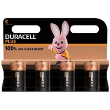 Duracell Plus C Alkaline Batteries - Pack of 4