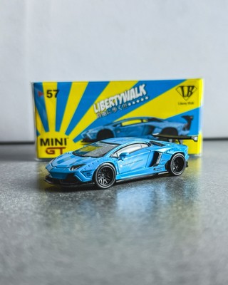MINI GT #57 LB WORKS LAMBORGHINI AVENTADOR HELLBLAU RHD VERSIEGELT