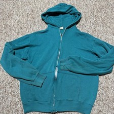 Vintage 70s Full Zip Hoodie Sweatshirt Mens M/L Teal Made In USA