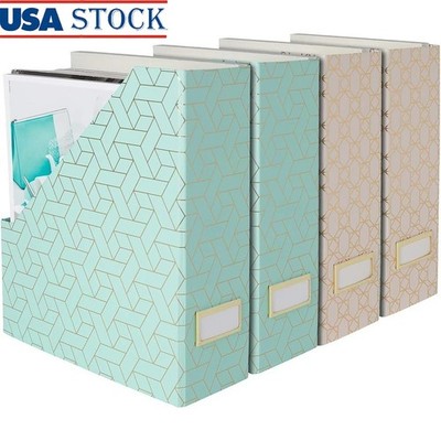 Set of 4 Foldable Magazine File Holders Cardboard Organizers Decorative Storage