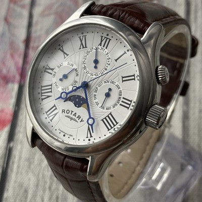 Drehpendeluhr Herren Mondphase Tag Datum Monat Ganzstahl 39mm Gehäuse