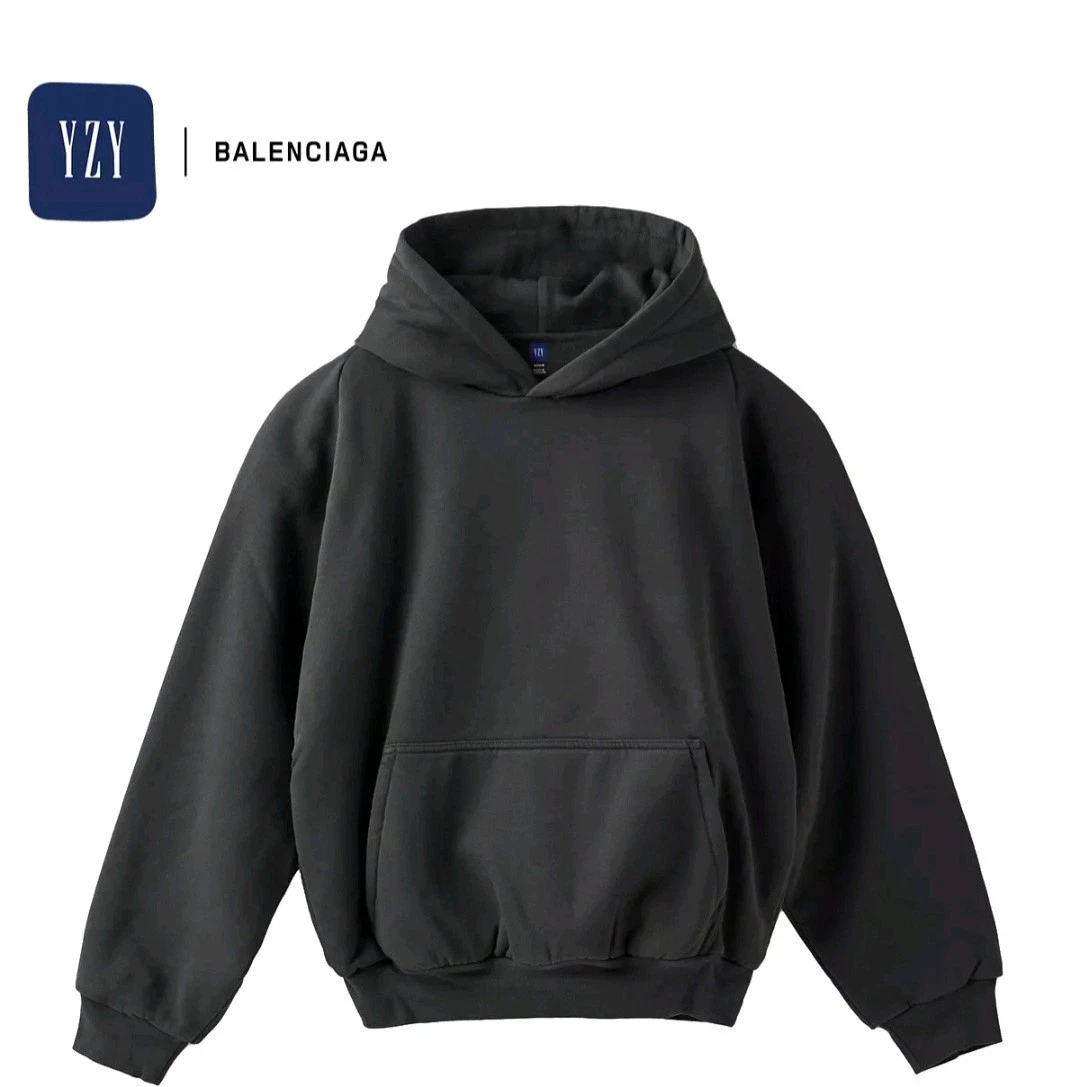 Felpa con cappuccio Yeezy Gap Balenciaga 55 logo ridotto pesante grigio scuro piccola nuova con etichette