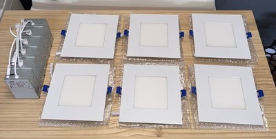Adetu 6'' Square Recessed LED Lighting 6-Pack - Canless Slim Panel Light 5CCT