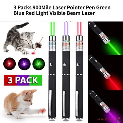 3 Pack Class II Presentation Laser Pointer Pens Red Green purple