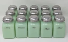 Vintage Set of 15 Mosser Jadeite Glass Spice Jars