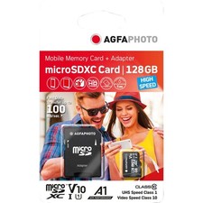 AgfaPhoto MicroSDXC UHS-I 128GB High Speed Class 10 U1 V10 10583 Extended