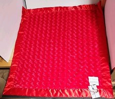 My Blankee by Luca Charles Red Minky Velour Satin Trim Baby Blanket NWT 29.5x34