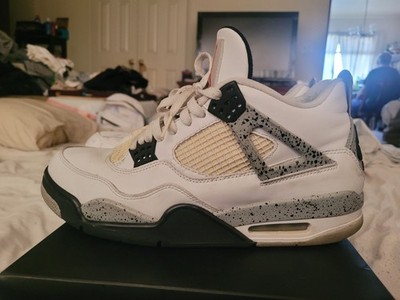 Good Condition Air Jordan 4 Retro OG US Size 10.5 White/Cement Grey Shoes 2016