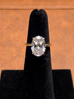 Effinity Oval CZ Solitaire Engagement Ring Gold Tone Size 4.5 5CT Look NWT