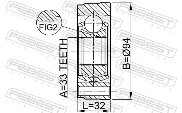 FEBEST Junta Del Eje de Transmisión Lado Engranaje Delant. Apto para Audi 80 90 - Imagen 4 de 4