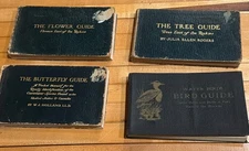 Vintage Nature Pocket Guide Books Leather Lot Of 4 Tree, Flower, Butterfly, Bird