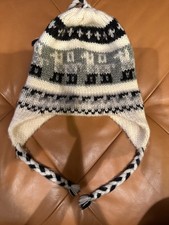 Unisex Andean / Peruvian 100 Alpaca Hat Chullo with Earflaps Hand Knitted