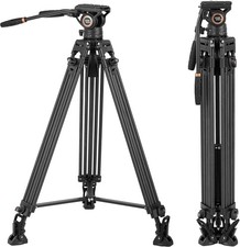 74 inch Carbon Fiber Heavy Duty Camera Tripod Kit, Twin Tube Tripod Leg