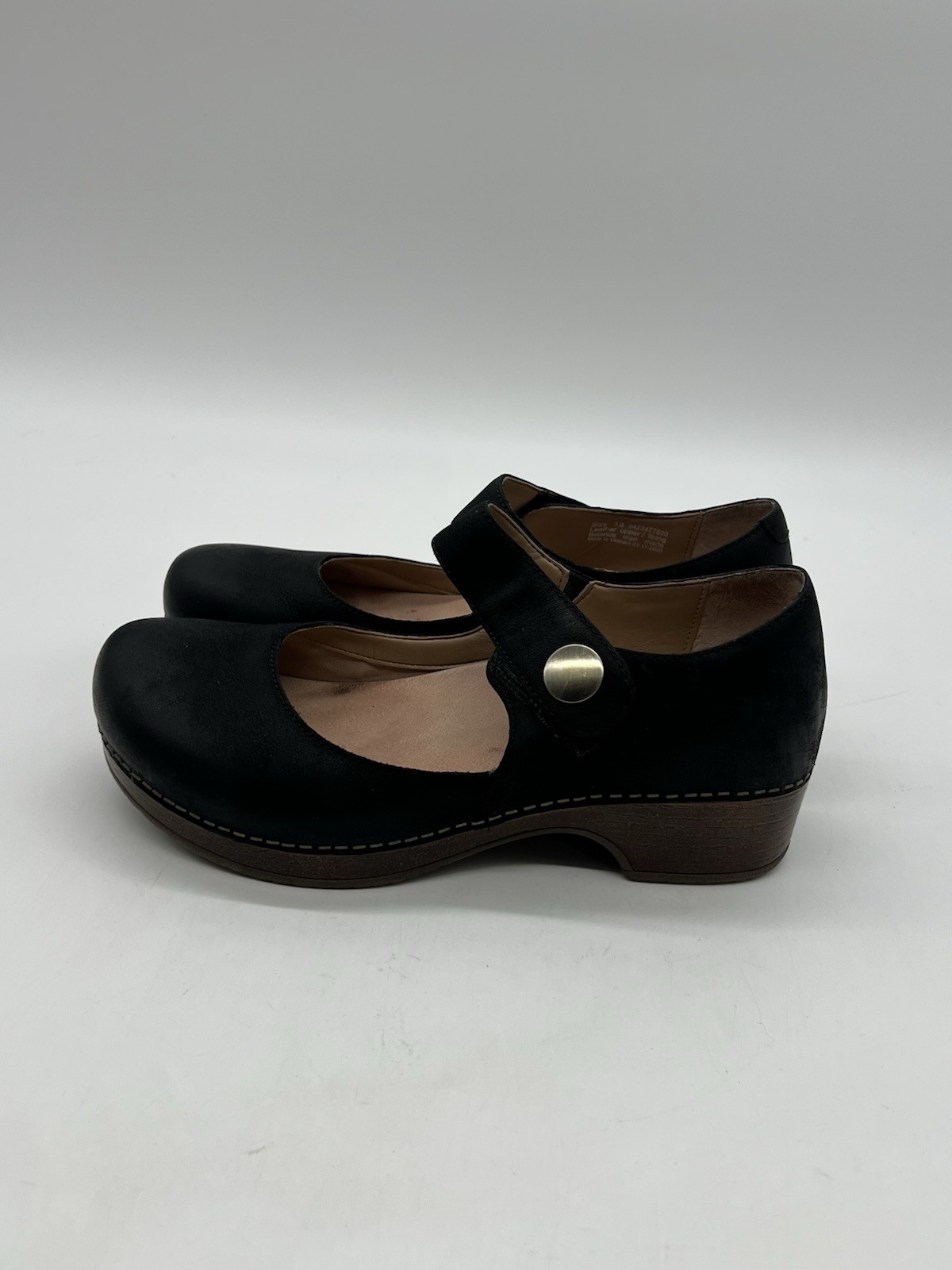 Dansko Beatrice Z7013 Women Sz 38 US 7.5 Black Nubuck Heeled Clogs Comfort Shoes