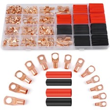 260 Pcs Copper Wire Lugs, 120 Pcs Battery Cable Lugs for AWG 2 4 6 8 10 12