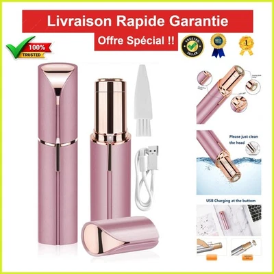 Epilateur Visage Électrique Lerkely, Rasoir Sourcil Rechargeable Rose - Photo 1/4