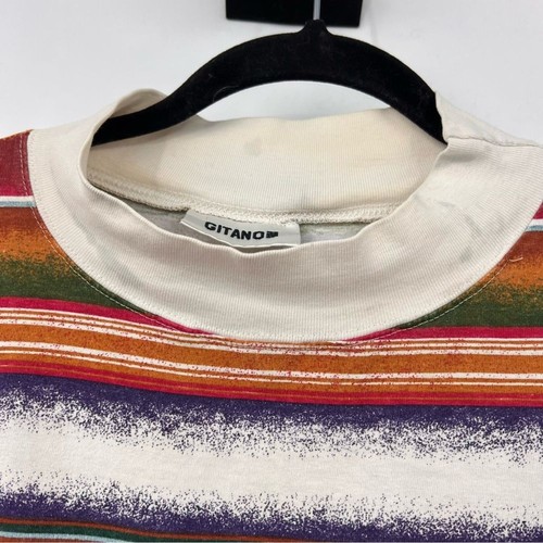 Maglione girocollo vintage Gitano multicolore a righe manica lunga taglia XL - Foto 5 di 5
