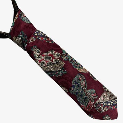 Vintage 90s Robert Talbott For Nordstrom Geometric Print Red Silk Tie, Retro 80s
