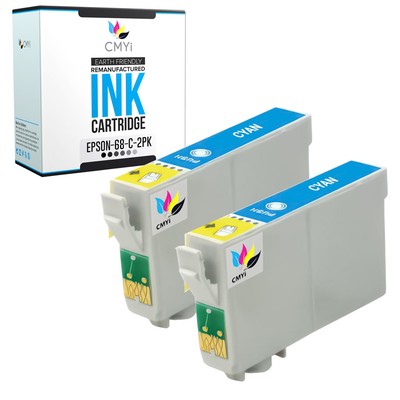 CMYi 2-Pack Compatible Epson 68 Cyan Cartridge for Stylus NX615 Workforce 30 500