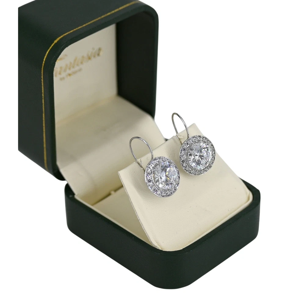  Fantasia by DeSerio Round Cubic Zirconia Elegant Drop Earrings With Box - Image 2 of 4