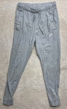 Y2K NIKE Jogger Pants Vtg Black Tag Tapered Pockets Drawstring Grey Mens Small