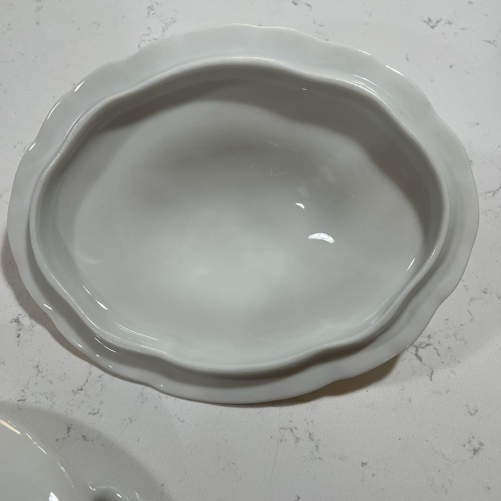 Vintage Covered Dish Tureen Soup Serving Bowl O. P. Co. Syracuse White Lid China