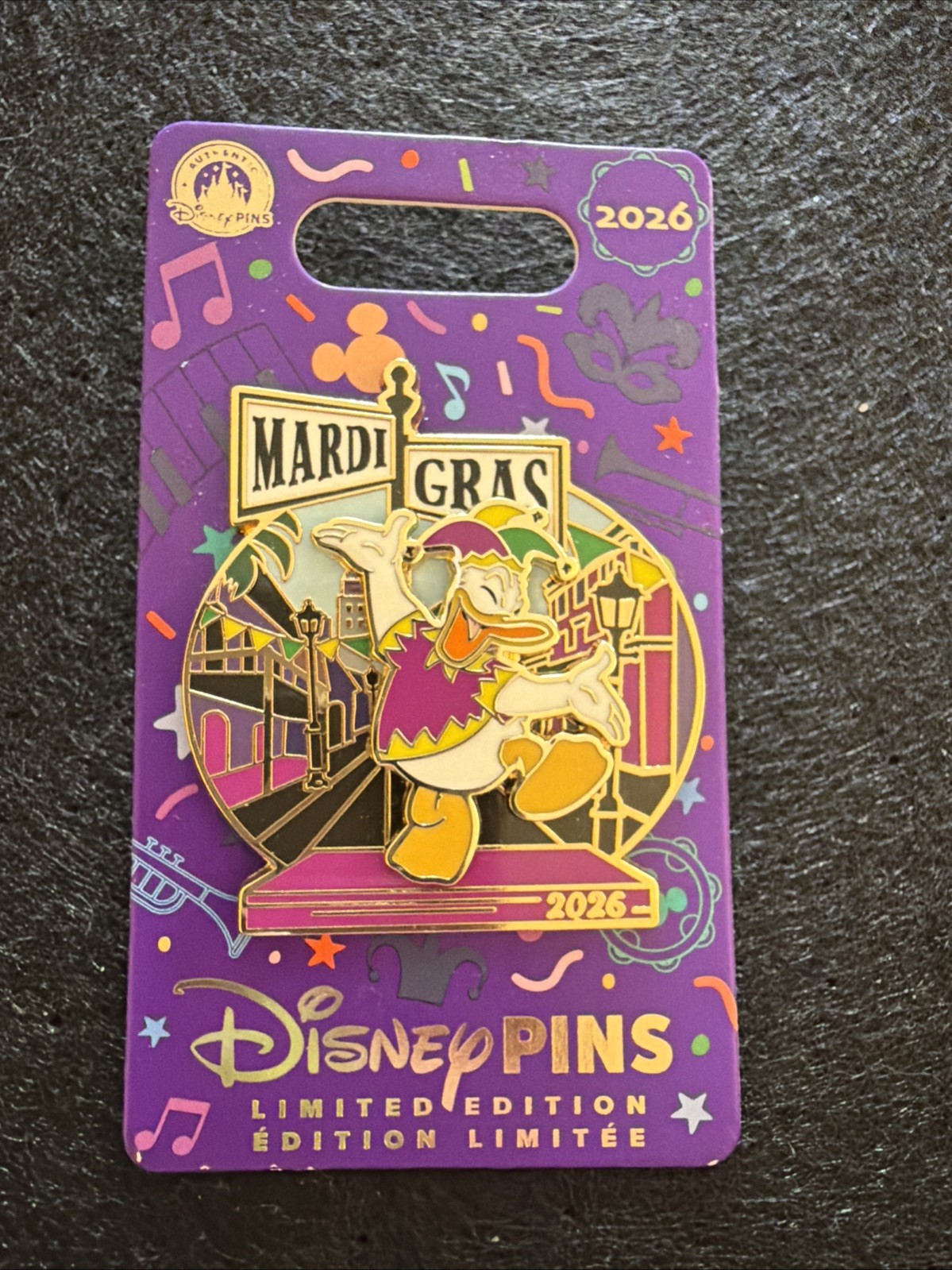 2026 Disney Parks Pin Mardi Gras Donald Duck LE 4500
