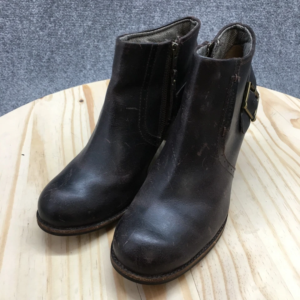 CAT Caterpillar Boots Womens 8.5 Annette Side Zip Ankle Bootie Brown Leather - Image 3 of 4